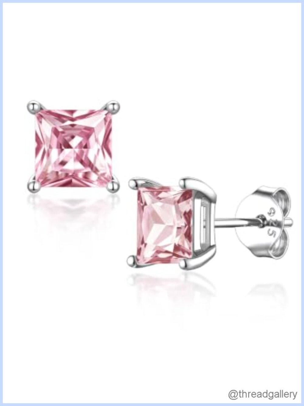 Sterling Silver Birthstone Stud Earrings Cubic Zirconia Womens Gift